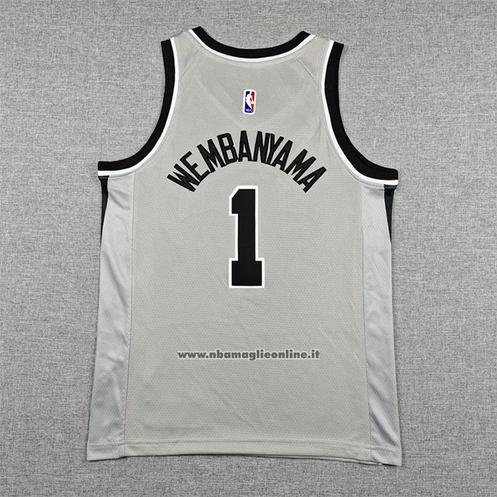 Maglia Bambino San Antonio Spurs Victor Wembanyama No 1 Statement 2025-26 Grigio